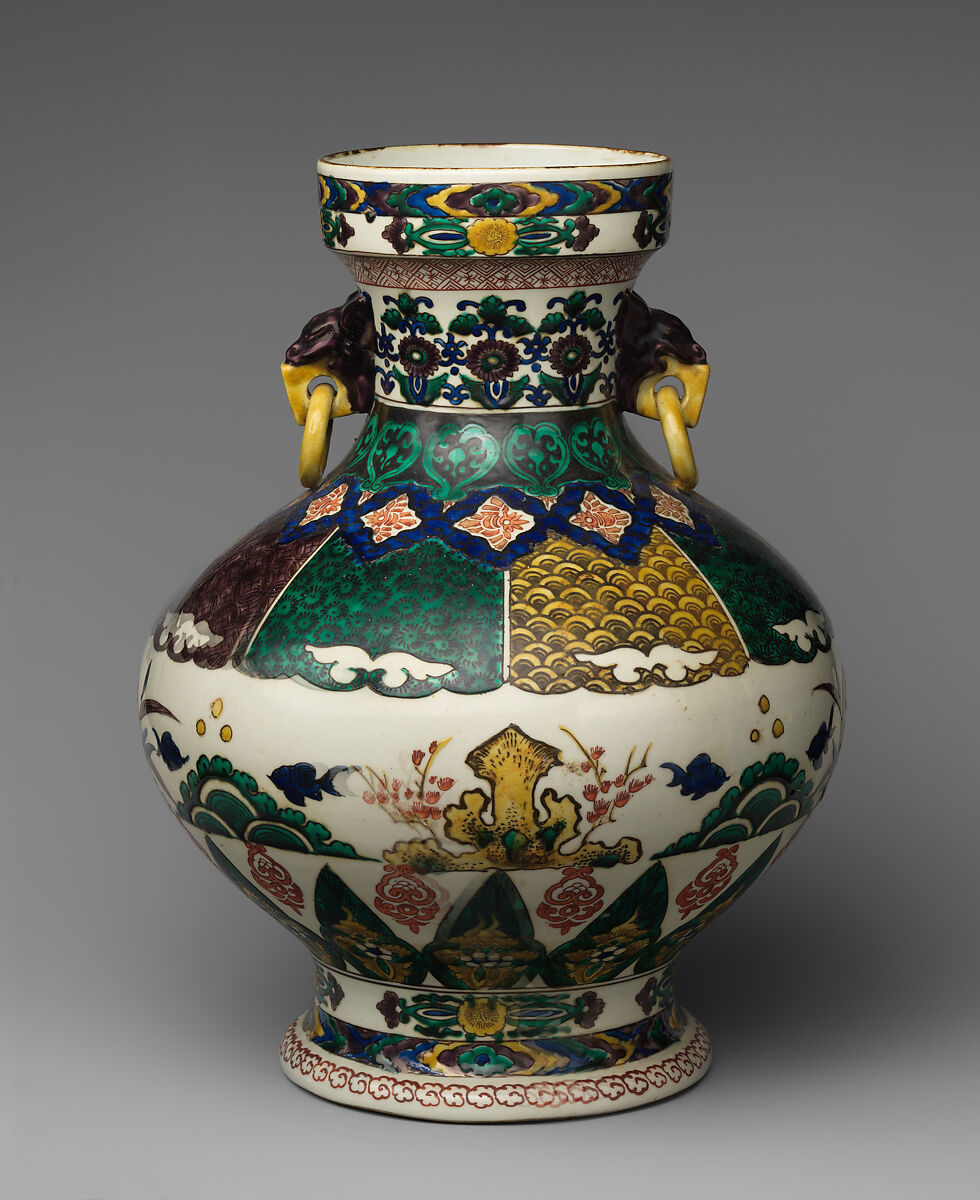 Large Vase, Porcelain decorated in polychrome enamels (Hizen ware, Kutani type), Japan 