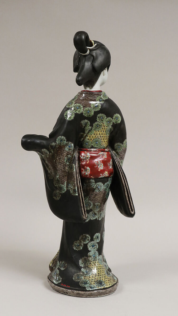 Figure of Girl, Porcelain decorated in colored enamels (Hizen ware, Kutani type), Japan
