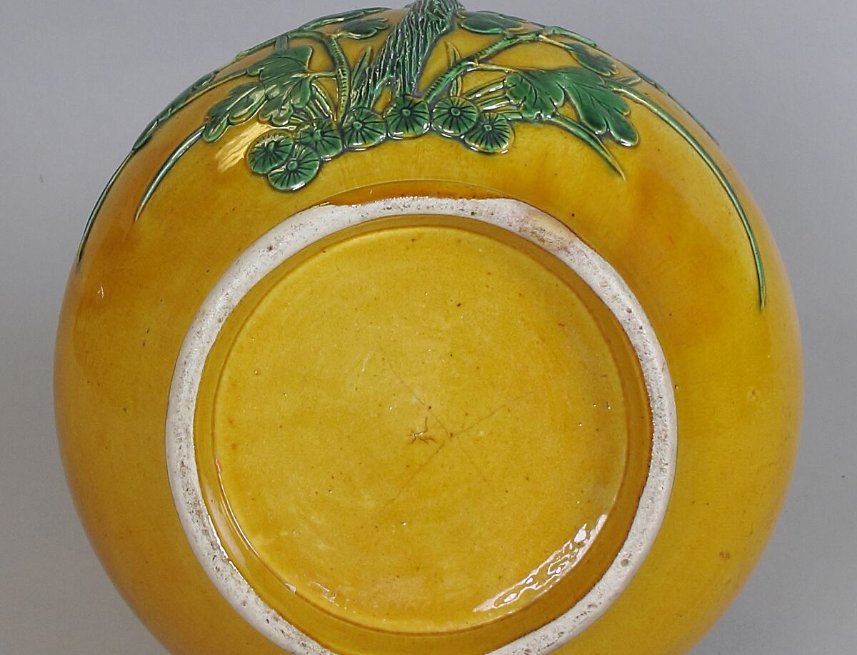 Vase with flowers, Porcelain with relief decoration under polychrome glazes (Jingdezhen ware), China