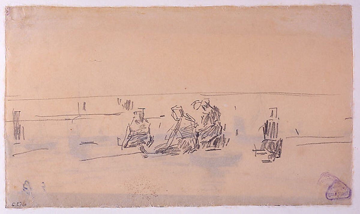 Marine Scene (recto), Eugène Boudin (French, Honfleur 1824–1898 Deauville), Watercolor over graphite on tan wove paper