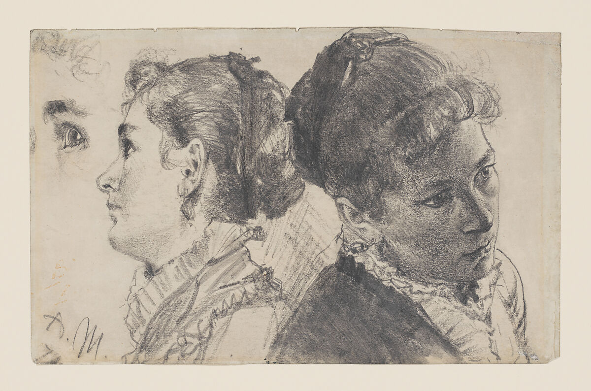 Studies of a Young Woman, Adolph Menzel (German, Breslau 1815–1905 Berlin), Graphite on paper 