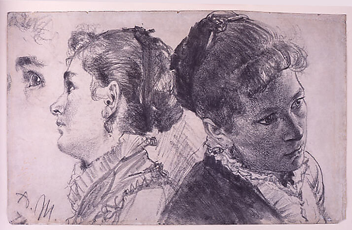Studies of a Young Woman, Adolph Menzel (German, Breslau 1815–1905 Berlin), Graphite on paper