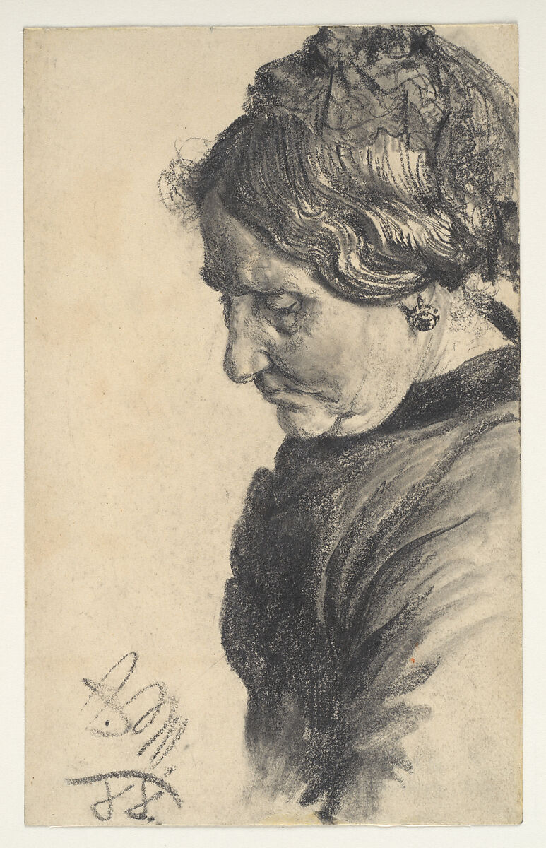 Study of a Woman, Adolph Menzel (German, Breslau 1815–1905 Berlin), carpenter's pencil (?) with stumping on paper 