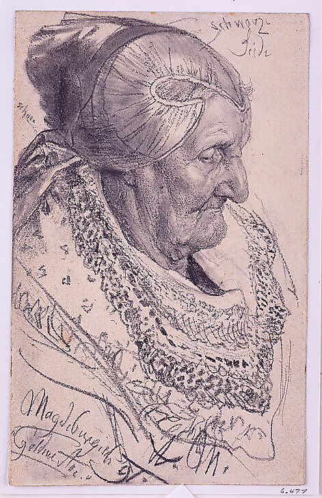 Study of an Old Woman from Magdeburg, Adolph Menzel (German, Breslau 1815–1905 Berlin), Graphite on paper
