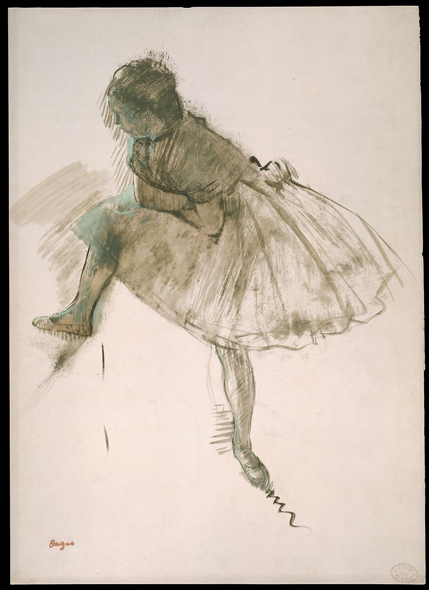 Study of a Ballet Dancer (recto); Two Studies of Dancers (verso), Edgar Degas (French, Paris 1834–1917 Paris), Oil with opaque watercolor on prepared pink paper (recto); oil on prepared pink paper (verso)