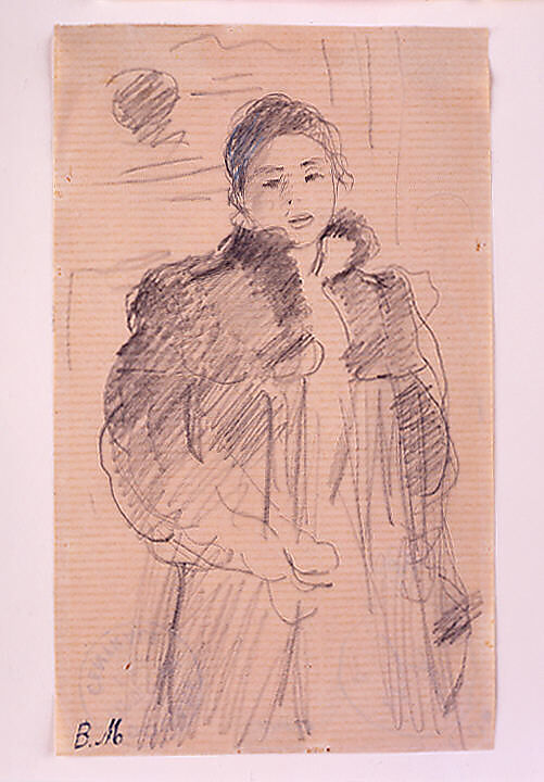 Study for "Young Girl in a Green Coat", Berthe Morisot (French, Bourges 1841–1895 Paris), Pencil on polished buff laid paper