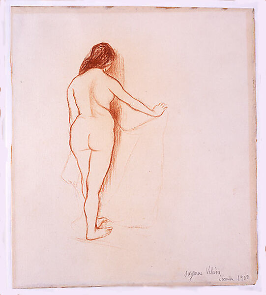 Standing Nude, Suzanne Valadon (French, Bessines-sur-Gartempe 1865–1938 Paris), Red crayon on off-white laid paper 