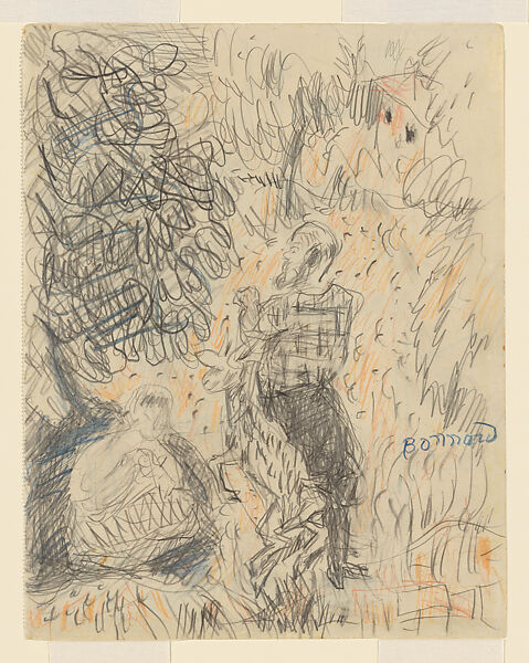 The Goatherd (recto), Pierre Bonnard (French, Fontenay-aux-Roses 1867–1947 Le Cannet), Pencil and colored chalk on cream wove paper (from sketchbook) 