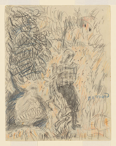 The Goatherd (recto), Pierre Bonnard (French, Fontenay-aux-Roses 1867–1947 Le Cannet), Pencil and colored chalk on cream wove paper (from sketchbook)