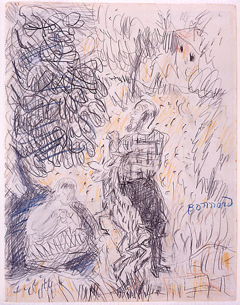 The Goatherd (recto), Pierre Bonnard (French, Fontenay-aux-Roses 1867–1947 Le Cannet), Pencil and colored chalk on cream wove paper (from sketchbook)