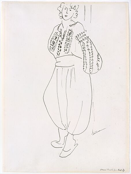 Woman in a Native Costume, Henri Matisse (French, Le Cateau-Cambrésis 1869–1954 Nice), Pen and black ink on cream wove paper 