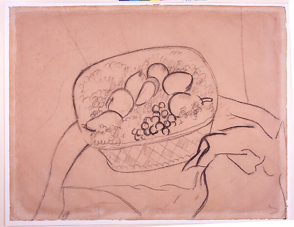 Still Life with Fruits in a Basket, André Derain  French, Charcoal on buff laid paper