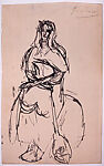 Seated Woman with a Mandolin, In the style of Pablo Picasso (Spanish, Malaga 1881–1973 Mougins, France), Pen and black ink