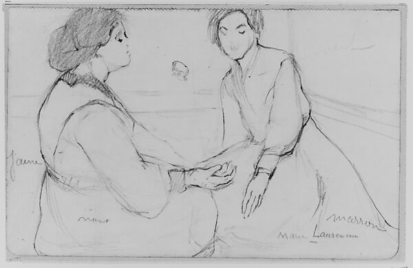 Conversation, Marie Laurencin (French, Paris 1883–1956 Paris), Pencil with stump on paper