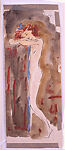 Standing Female Nude, Marcel Vertès (Hungarian, Ujpcst 1895–1961 Paris), Graphite, black ink, watercolor, gouache, with graphite border
