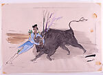 Bullfight, Marcel Vertès (Hungarian, Ujpcst 1895–1961 Paris), Gouache, graphite, black ink, watercolor, with graphite border