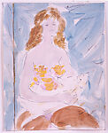 Girl with Cat, Marcel Vertès (Hungarian, Ujpcst 1895–1961 Paris), Black crayon and watercolor