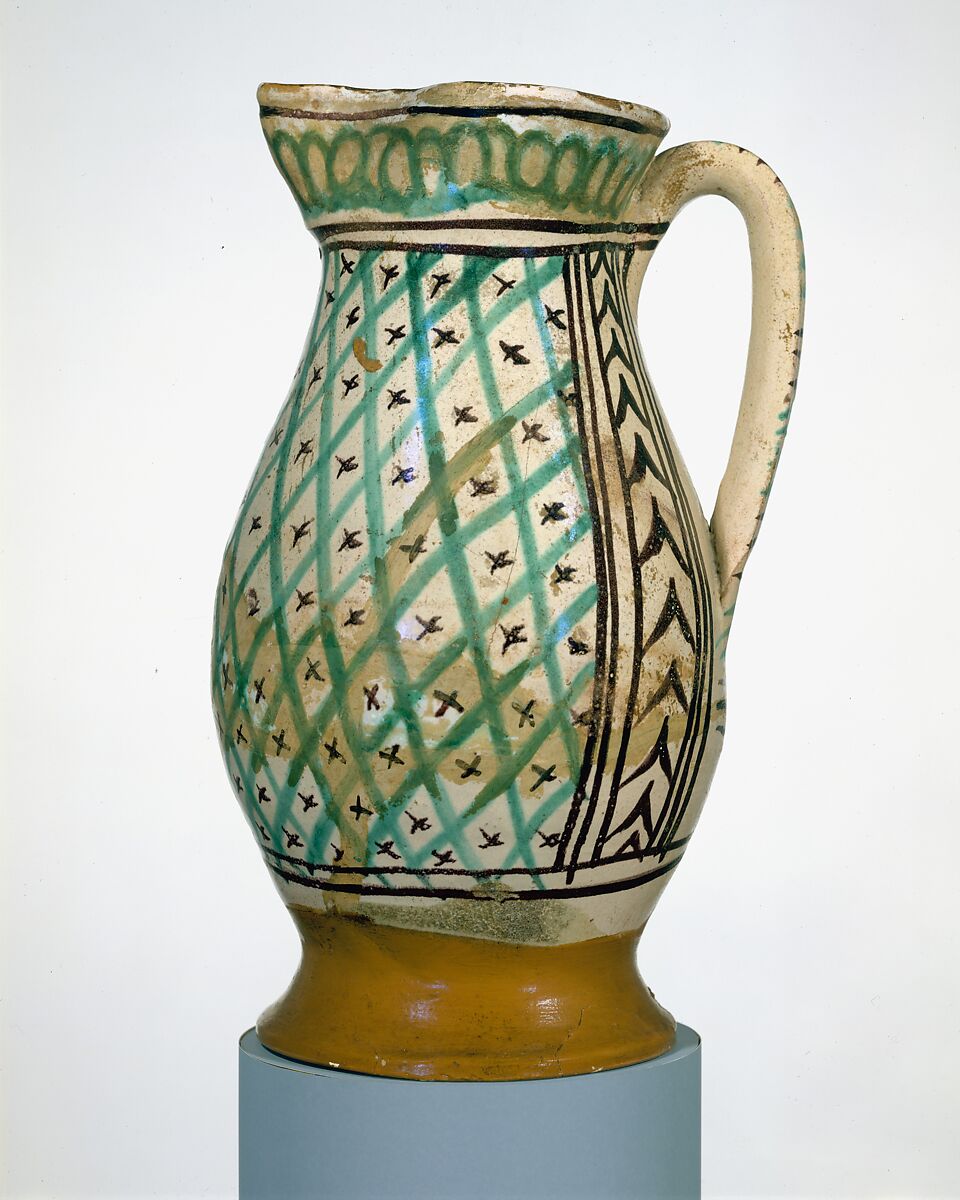Jug (boccale), Maiolica (tin-glazed earthenware), Italian, probably Tuscany or Umbria