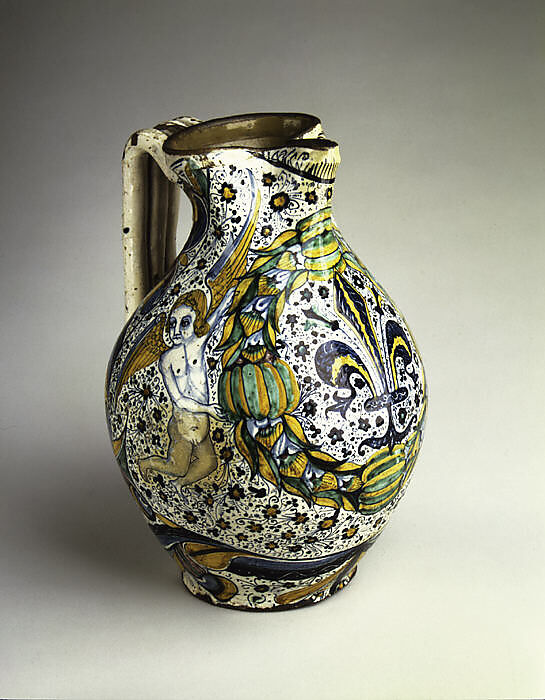 Armorial Jug (boccale), Maiolica (tin-glazed earthenware), Italian, Florence or vicinity