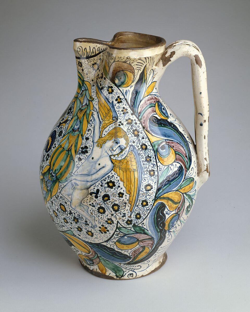 Armorial Jug (boccale), Maiolica (tin-glazed earthenware), Italian, Florence or vicinity 