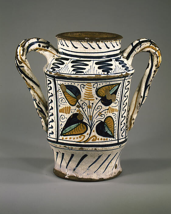 Apothecary Jar (albarello), Maiolica (tin-glazed earthenware), Italian, probably Florence or vicinity