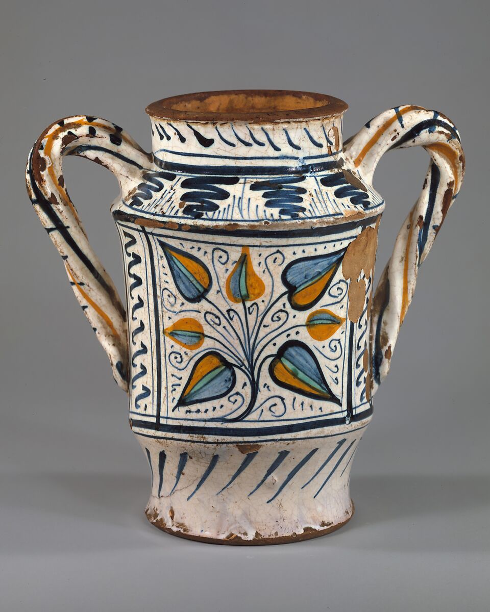 Apothecary Jar (albarello), Maiolica (tin-glazed earthenware), Italian, probably Florence or vicinity