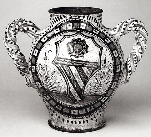 Armorial Jug (vaso), Maiolica (tin-glazed earthenware), Italian, probably Tuscany (?)