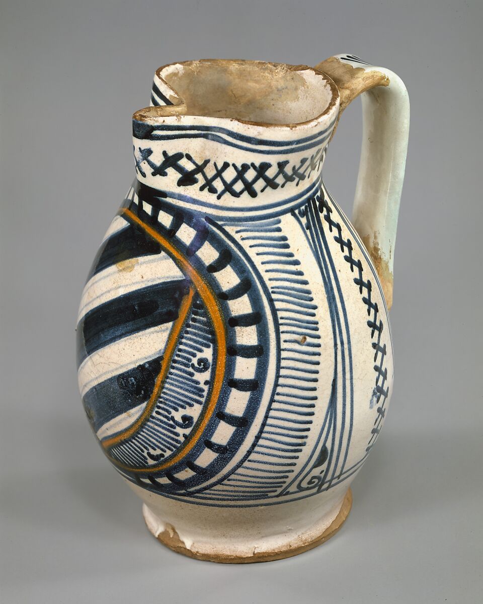Armorial jug (boccale), Maiolica (tin-glazed earthenware), Italian, possibly Florence or Faenza