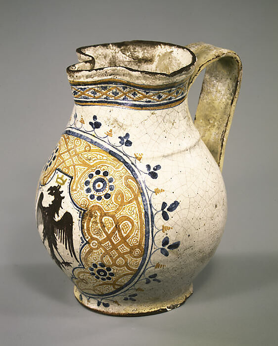 Armorial Jug (boccale), Maiolica (tin-glazed earthenware), Italian, possibly Tuscany