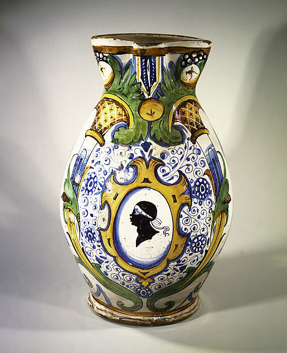 Armorial Jug (boccale), Maiolica (tin-glazed earthenware), Italian, Montelupo