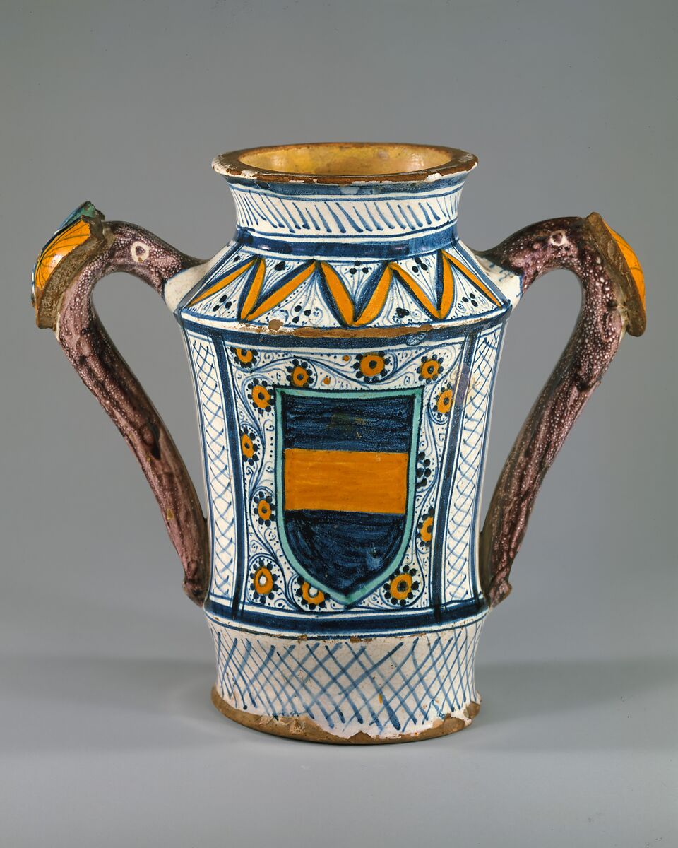 Apothecary jar (albarello), Maiolica (tin-glazed earthenware), Italian, Faenza 