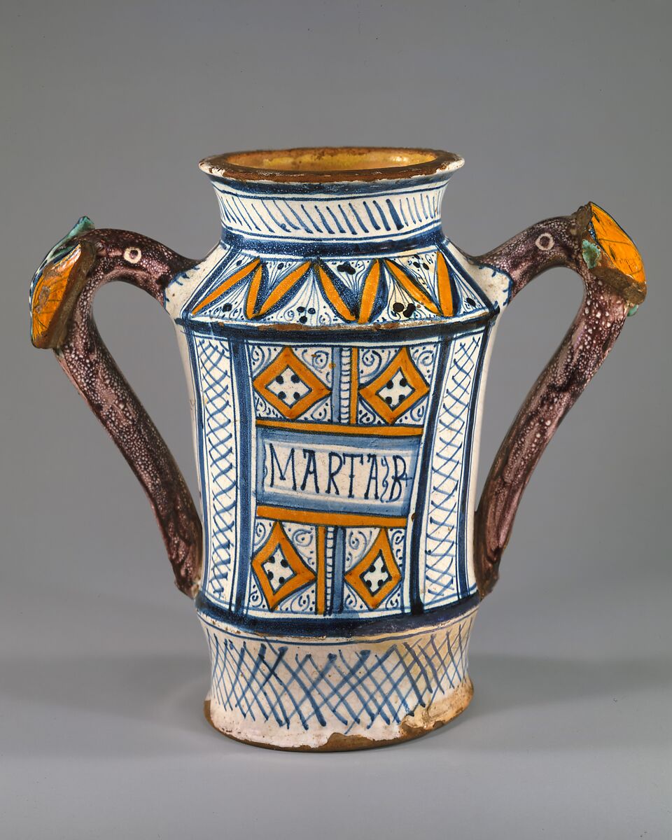 Apothecary jar (albarello), Maiolica (tin-glazed earthenware), Italian, Faenza