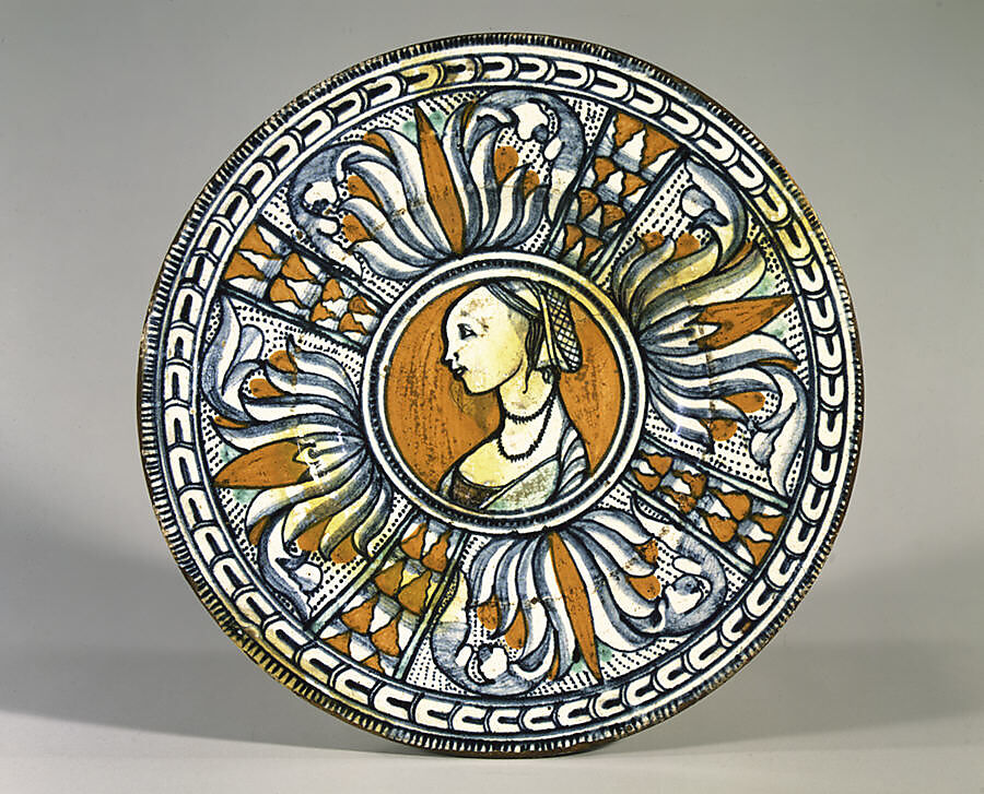 Plate (tagliere), Maiolica (tin-glazed earthenware), Italian, probably Deruta