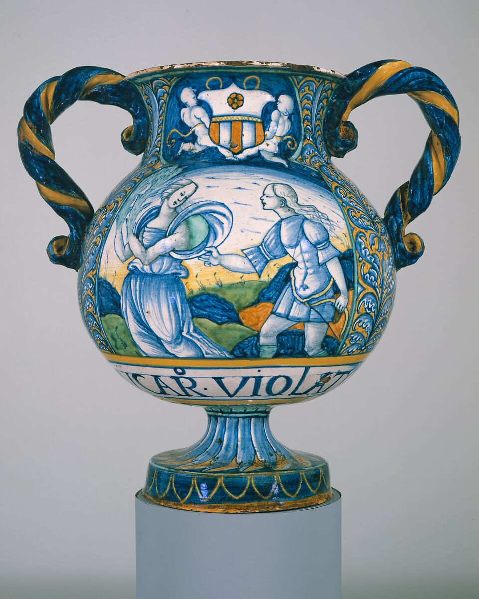 Apothecary Vase (vaso da farmacia), Maiolica (tin-glazed earthenware), Italian, Castelli 