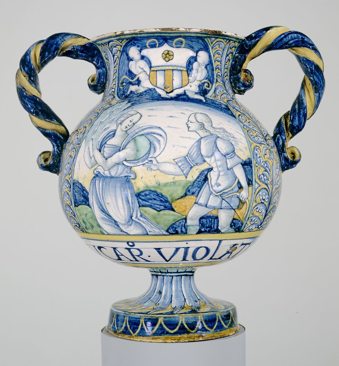 Apothecary Vase (vaso da farmacia), Maiolica (tin-glazed earthenware), Italian, Castelli