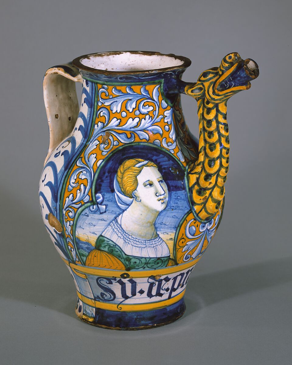 Apothecary jar (orciuolo), Maiolica (tin-glazed earthenware), Italian, Castelli 