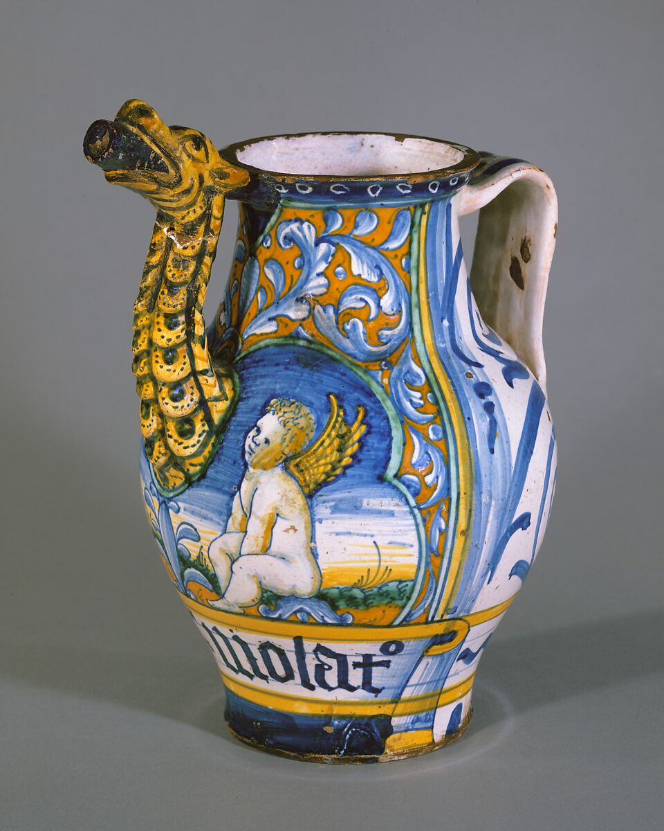 Apothecary jar (orciuolo), Maiolica (tin-glazed earthenware), Italian, Castelli 