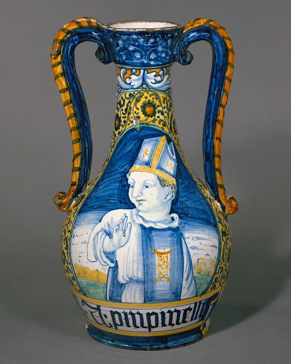 Apothecary vase (vaso da farmacia), Maiolica (tin-glazed earthenware), Italian, Castelli 