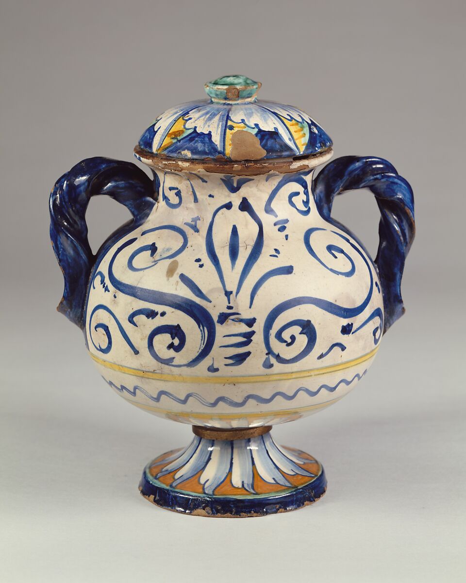 Apothecary vase (vaso da farmacia), Maiolica (tin-glazed earthenware), Italian, Castelli
