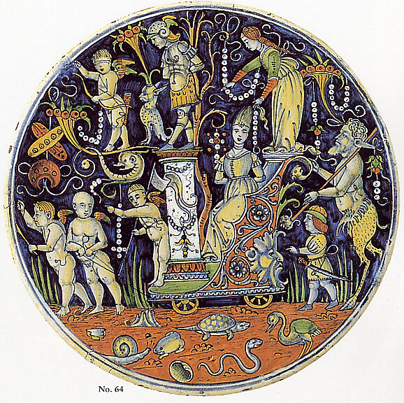 Roundel (tondo), possibly workshop of Giovanni Maria Vasaro (Italian (Castel Durante), active early 16th century), Maiolica (tin-glazed earthenware), Italian, Castel Durante