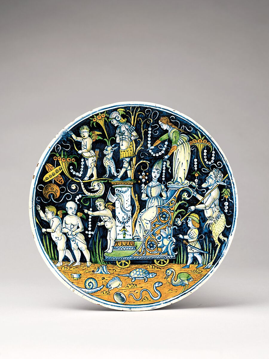 Roundel (tondo), possibly workshop of Giovanni Maria Vasaro (Italian (Castel Durante), active early 16th century), Maiolica (tin-glazed earthenware), Italian, Castel Durante