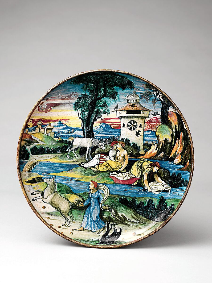 Dish (coppa), probably workshop of Guido Durantino (Italian, Urbino, active 1516–ca. 1576), Maiolica (tin-glazed earthenware), Italian, Urbino and Gubbio