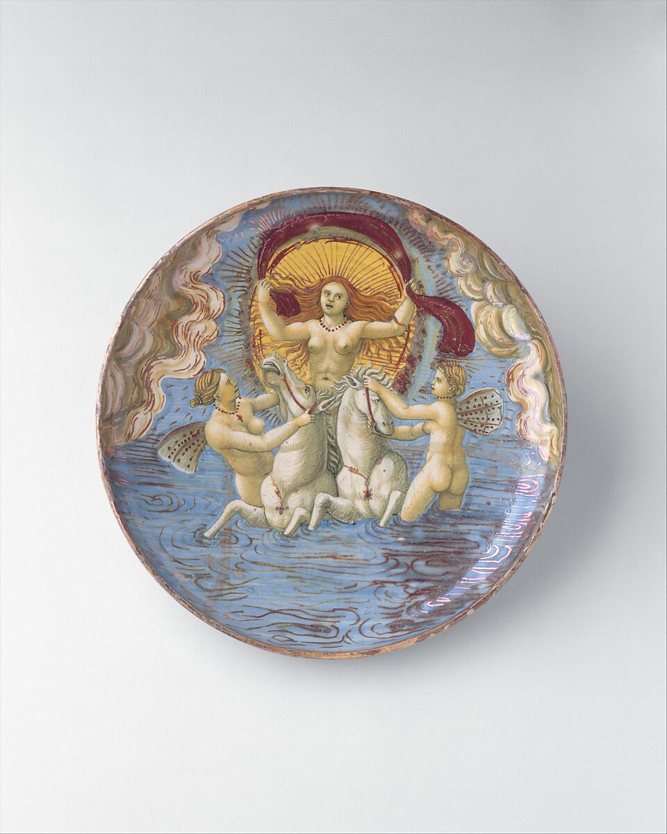 Aurora, goddess of dawn, probably the "In Castel Durante" Painter (Italian, active Castel Durante, first half of 16th century), Maiolica (tin-glazed earthenware) 