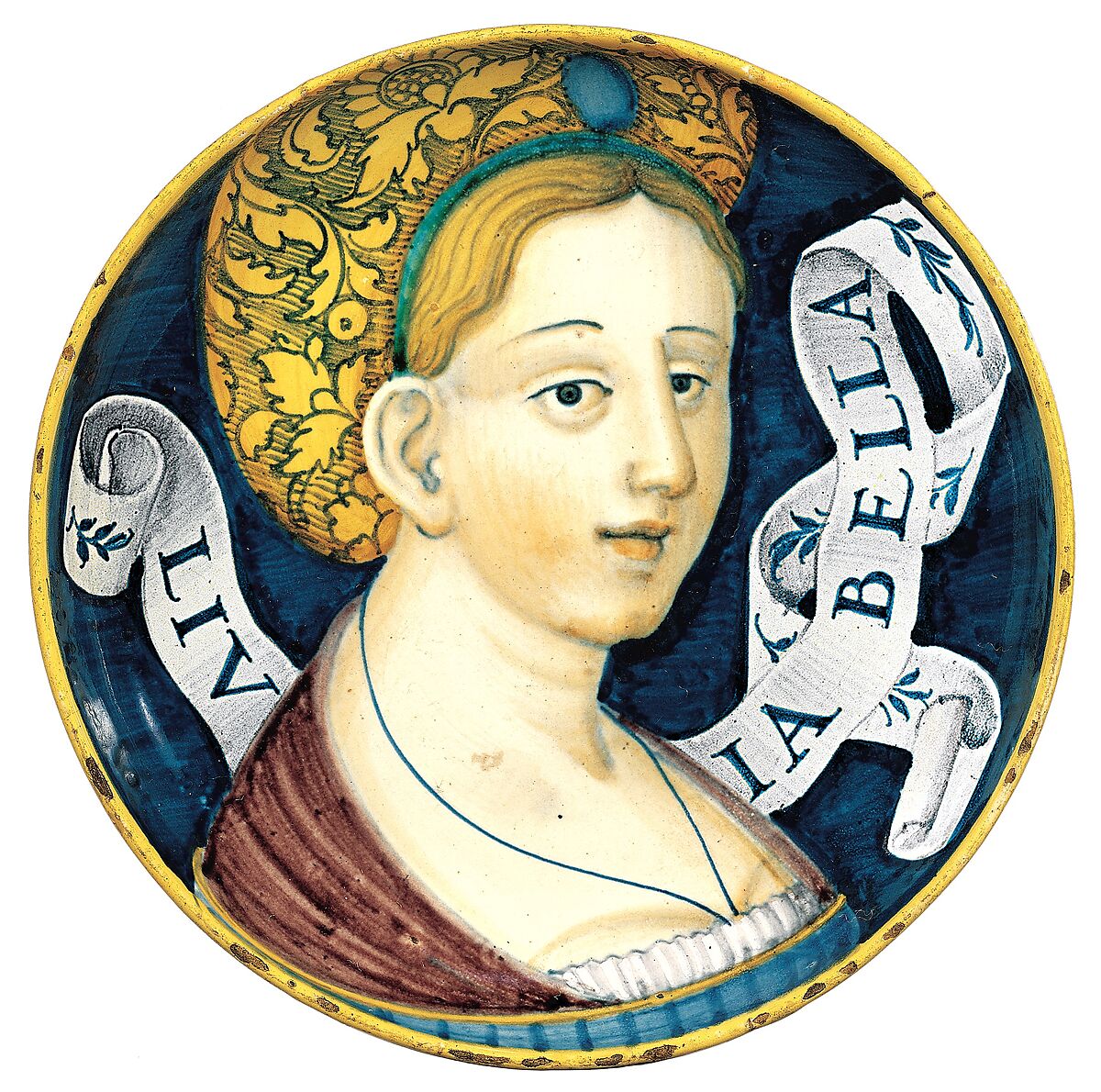 Dish (coppa amatoria), probably the "In Castel Durante" Painter (Italian, active Castel Durante, first half of 16th century), Maiolica (tin-glazed earthenware), Italian, Castel Durante