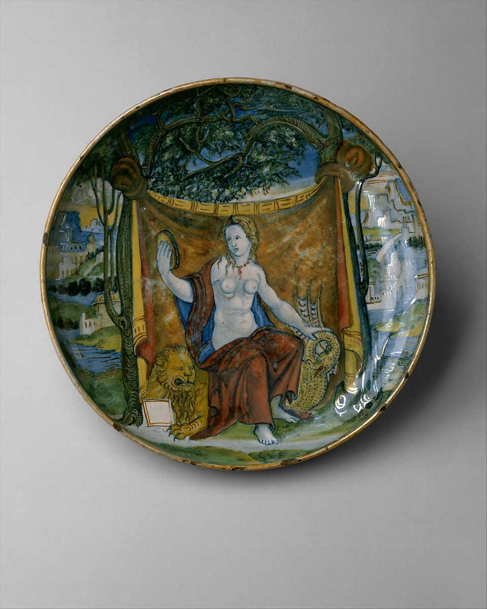 Dish (coppa), Maiolica (tin-glazed earthenware), Italian, probably Urbino and Gubbio 