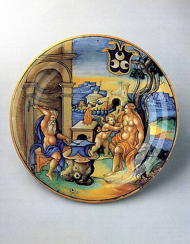 Dish (piatto): Vulcan forging an arrow for Cupid