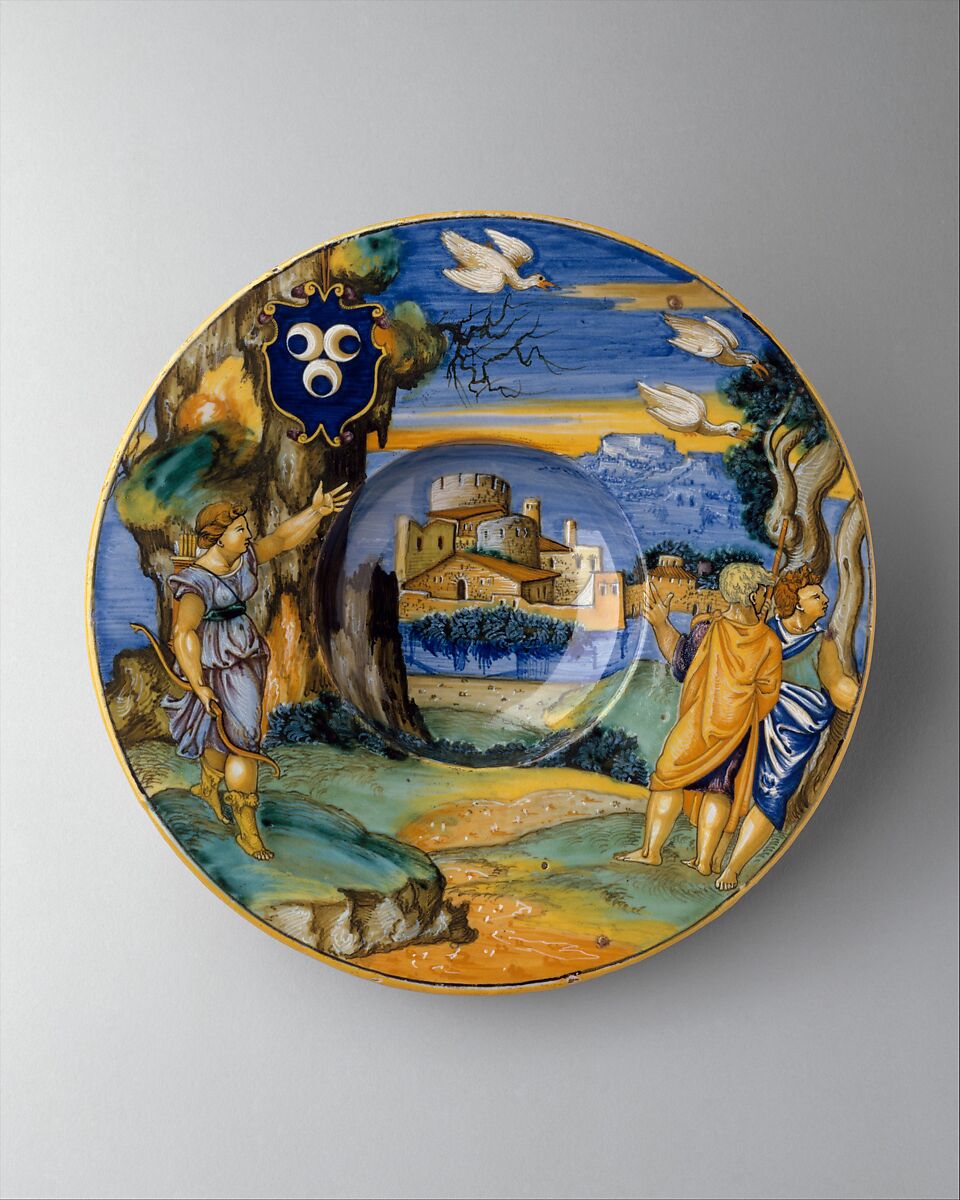 Plate (tondino), Francesco Xanto Avelli da Rovigo (Italian, Rovigo ca.1487–1542), Maiolica (tin-glazed earthenware) 