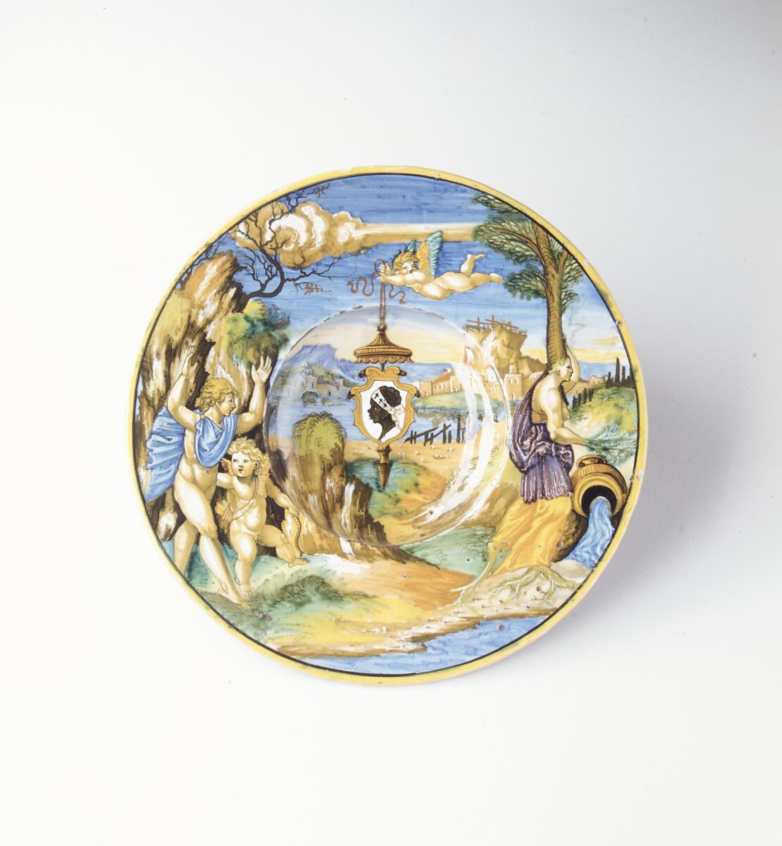Armorial dish: The story of Apollo, Francesco Xanto Avelli da Rovigo (Italian, Rovigo ca.1487–1542), Maiolica (tin-glazed earthenware)
