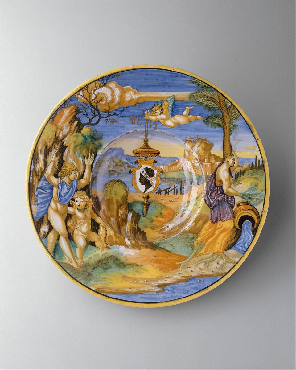 Armorial dish: The story of Apollo, Francesco Xanto Avelli da Rovigo (Italian, Rovigo ca.1487–1542), Maiolica (tin-glazed earthenware) 