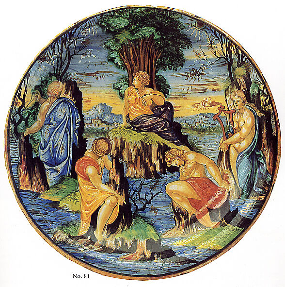 Dish (piatto), Francesco Xanto Avelli da Rovigo (Italian, Rovigo ca.1487–1542), Maiolica (tin-glazed earthenware)
